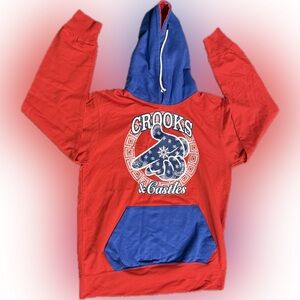 Crooks & Castles Red and Blue Hoodie | Sz L